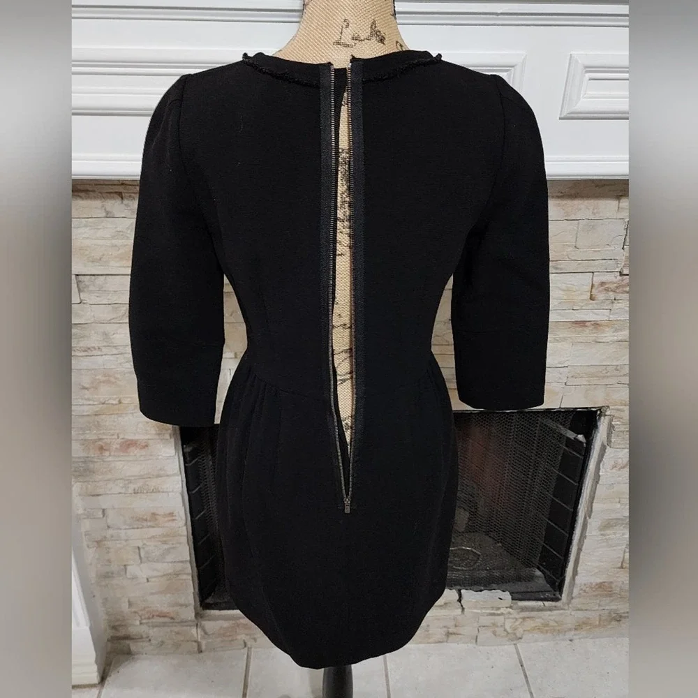 J.‎ Crew black 100 percent wool long sleeve vintage vibes dress size 2 XS